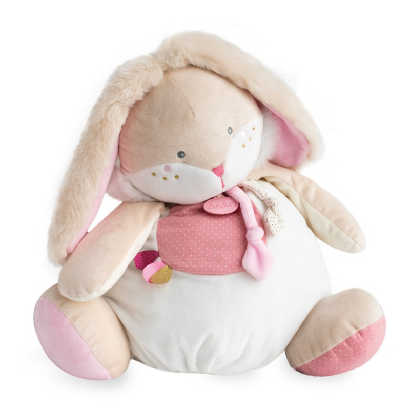 Papuche lapin range-pyjama rose blanc beige 